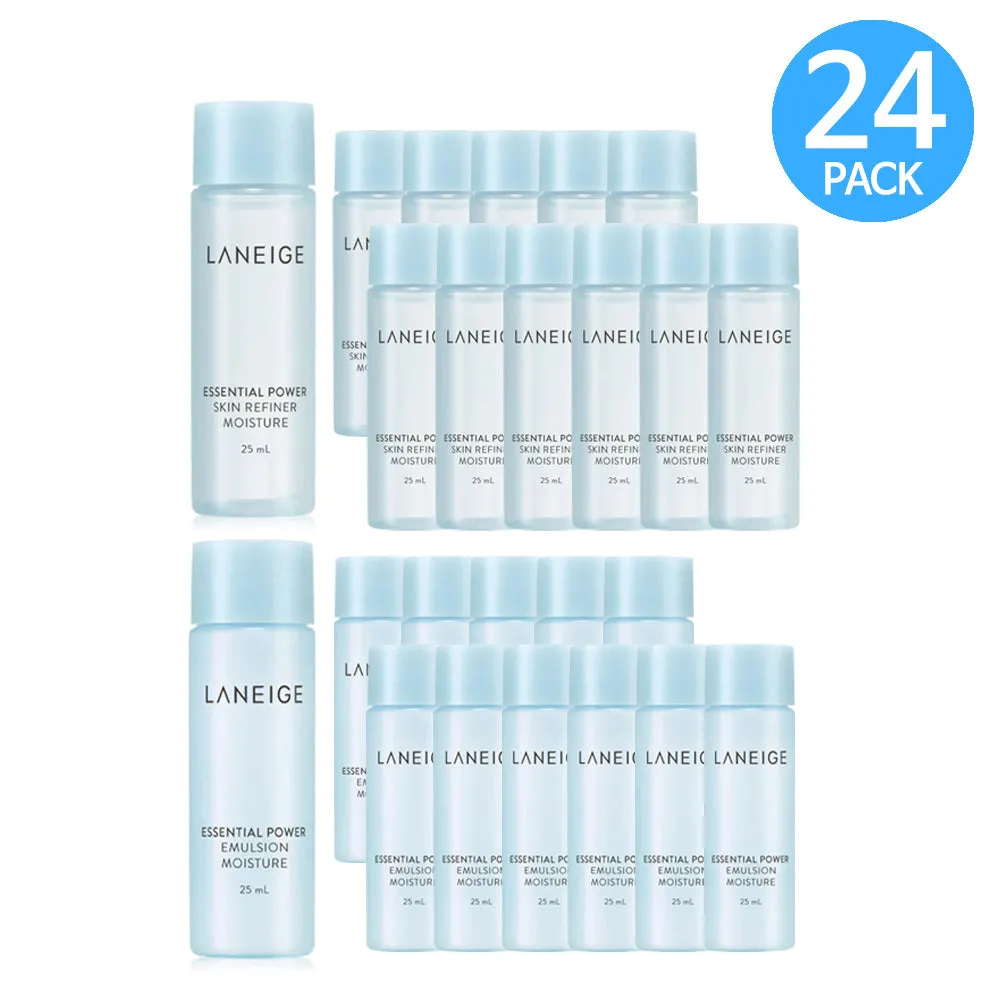 [ LANEIGE ] Essential Power Mini Size Set, Skin Refiner Moisture (25ml x 12 pcs)   Emulsion (25ml x 12 pcs)