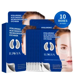 10 Boxes(20 Pairs) Ilisya Micro-needle Eye Patch for Wrinkles Fine Lines Hyaluronic Acid Eye Mask Dark Circle Puffiness Eye Pads