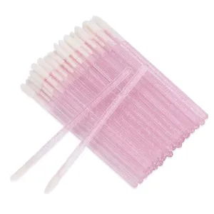 200 Pieces Crystal Lipstick Disposable Applicators Lip Wands Lip Gloss Brushes - Pink Baby Pink