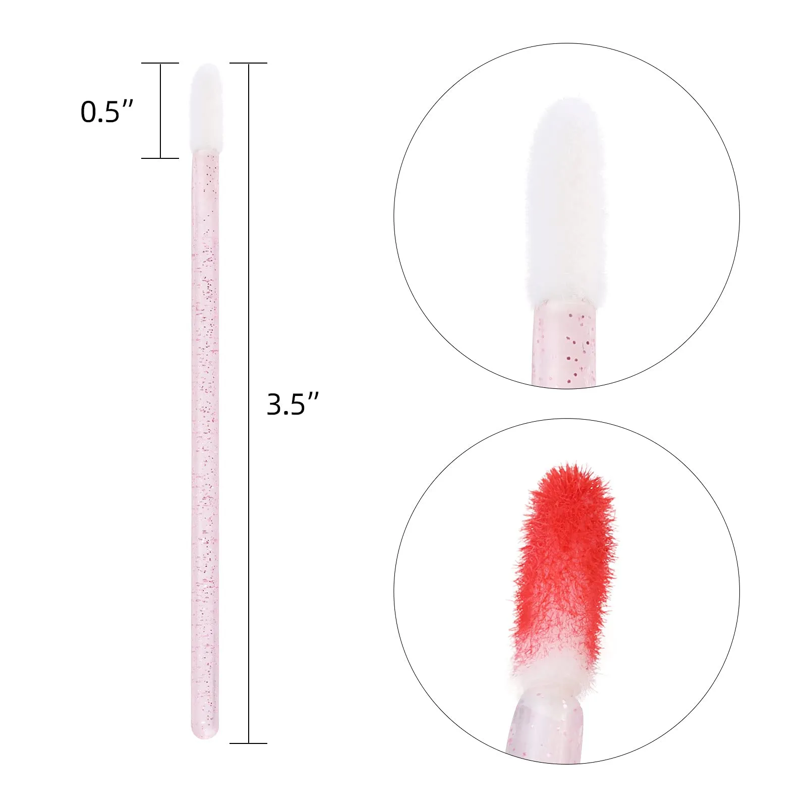 200 Pieces Crystal Lipstick Disposable Applicators Lip Wands Lip Gloss Brushes - Pink Baby Pink