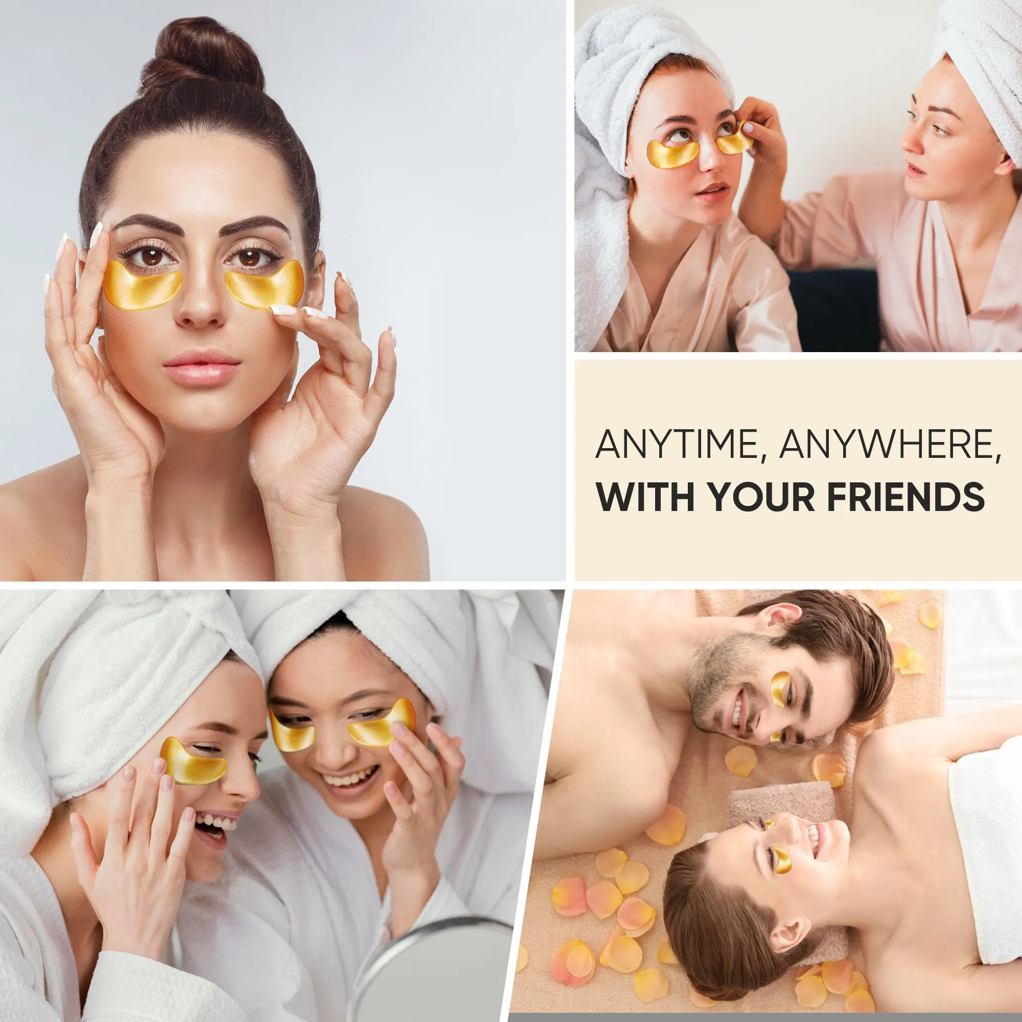200Pcs/100 Pair Under Eye Patches Gold for Dark Circles, Puffy Eyes, and Wrinkles, 24K Gold Eye Mask for Face, Eye Cream for Men and Women