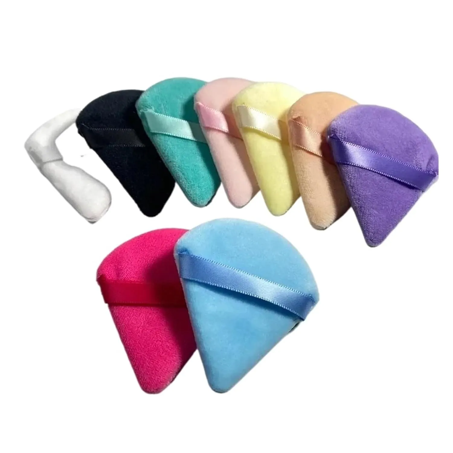 2PCS Triangle Soft Velvet Powder Makeup Puff Dry Used Powder Blusher Washable Loose Powder Puff Makeup Sponge Puffs Beauty Tools(Yellow 2PCS)