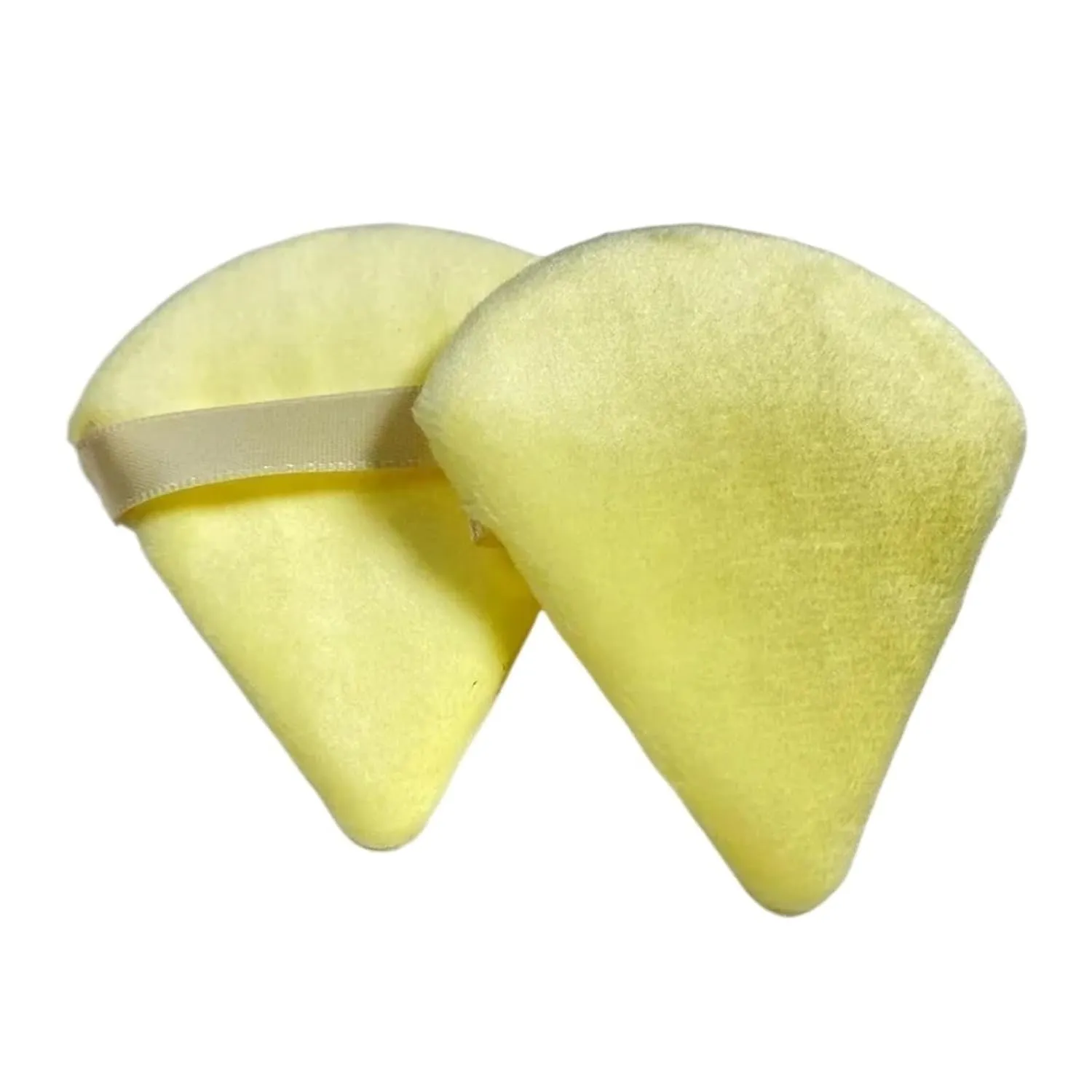 2PCS Triangle Soft Velvet Powder Makeup Puff Dry Used Powder Blusher Washable Loose Powder Puff Makeup Sponge Puffs Beauty Tools(Yellow 2PCS)