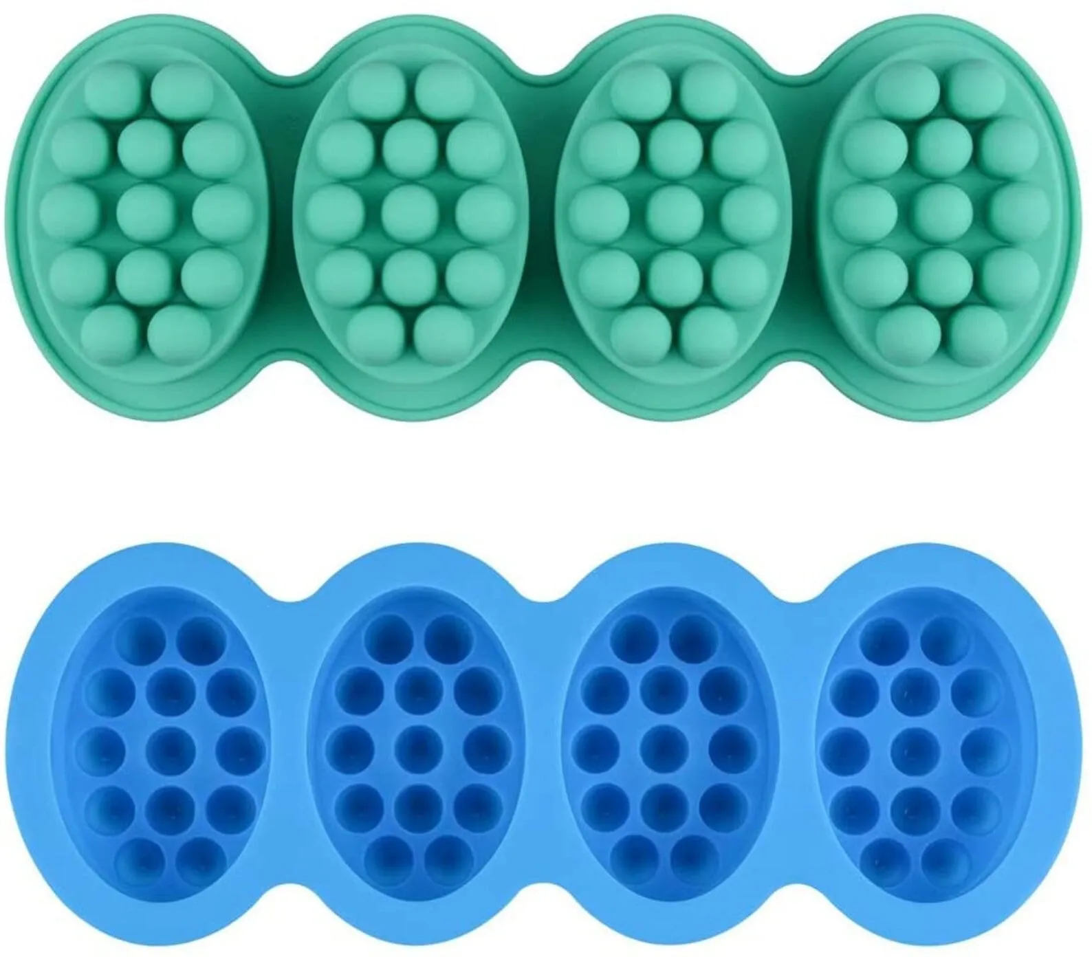3D 4 Cavity Silicone DIY Massage Bar Handmade Soap Mold, Baking Cake Mousse Pudding Jelly Chocolate Mould Tray