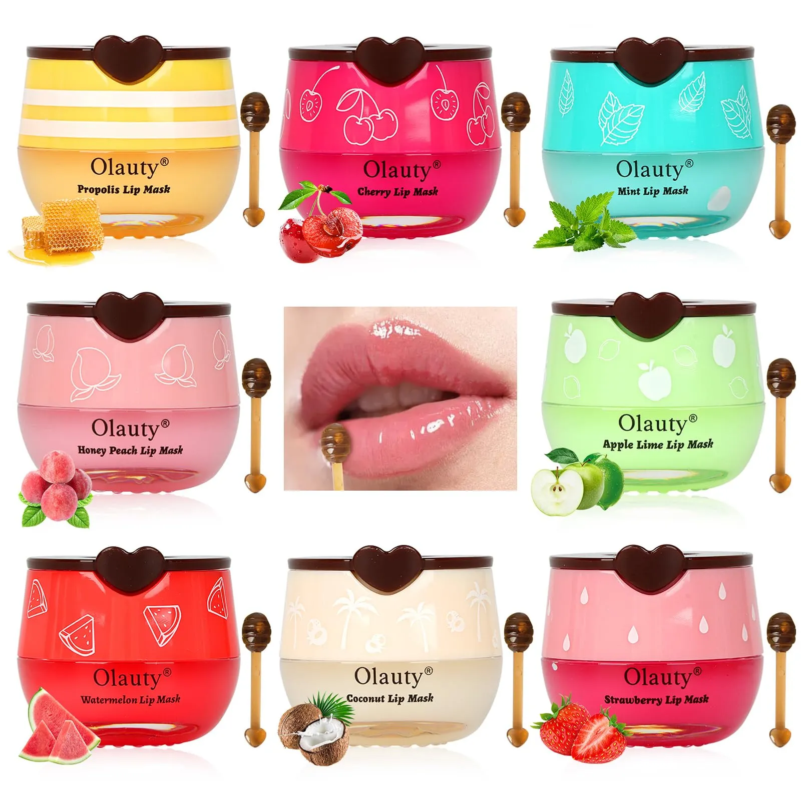 8 PCS Bee Lip Balm Honey Pot,Fruity Lip Mask Overnight Hydrating Prevention Dry and Cracked Lip Scrubs Exfoliator Lip Care, Lip Sleeping Mask Reduces Lip Lines