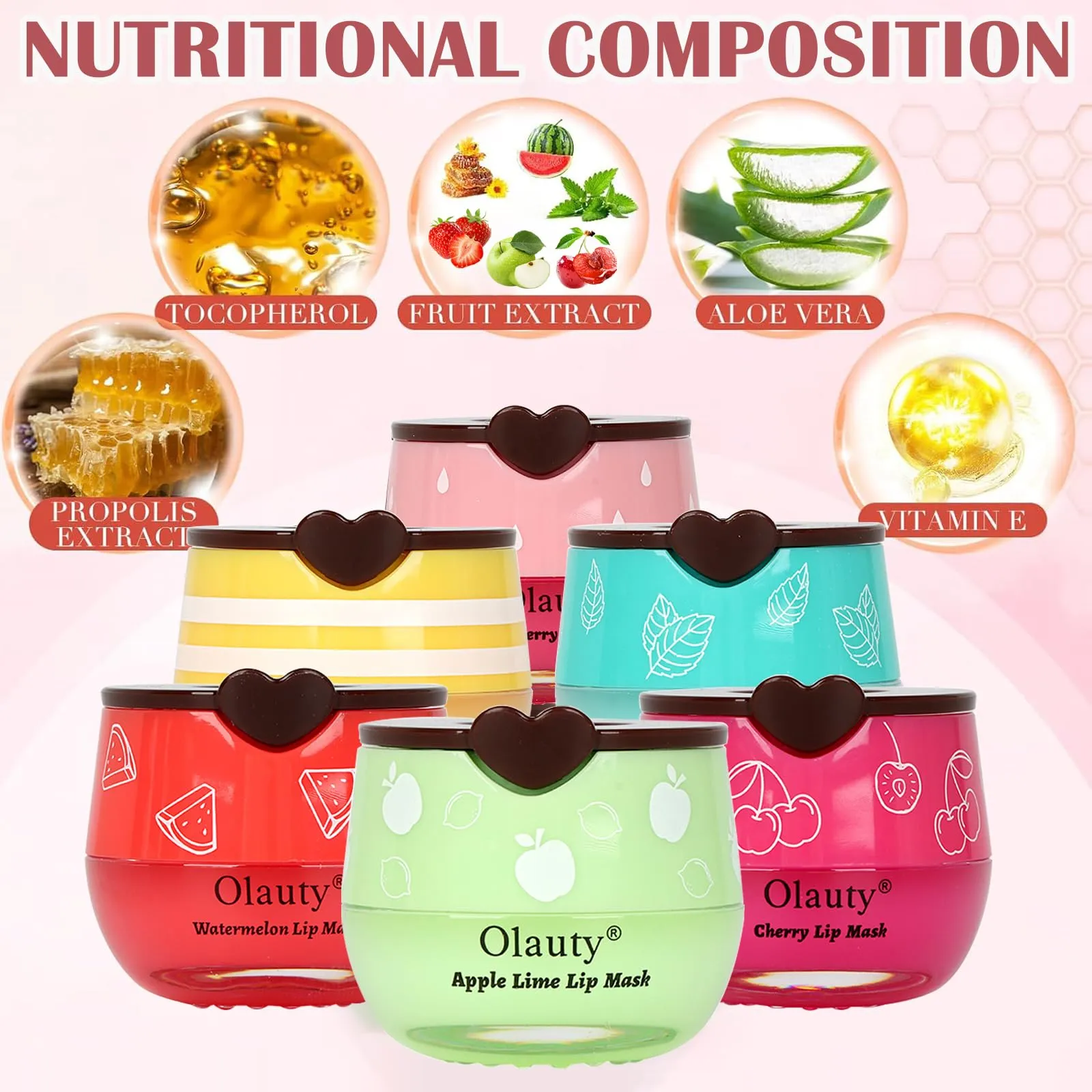 8 PCS Bee Lip Balm Honey Pot,Fruity Lip Mask Overnight Hydrating Prevention Dry and Cracked Lip Scrubs Exfoliator Lip Care, Lip Sleeping Mask Reduces Lip Lines