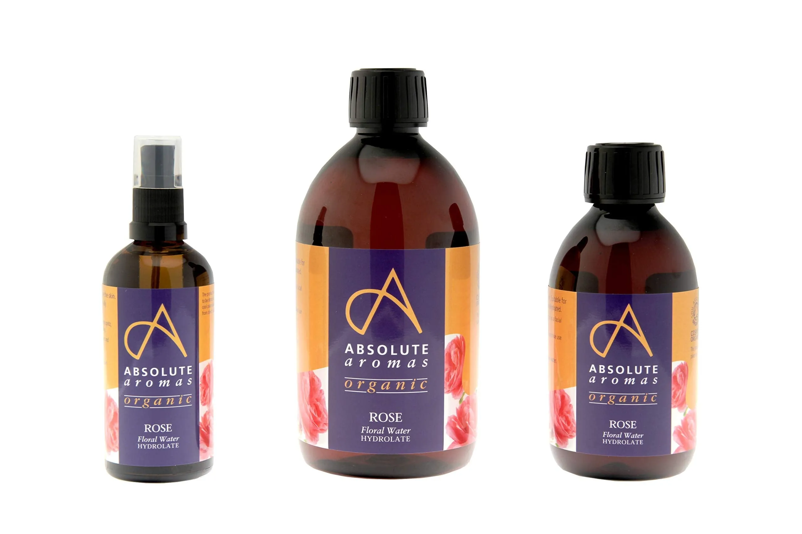 Absolute Aromas Certified Organic Bulgarian Rose Water 100ml - Pure, Natural, Nourishing and Hydrating Facial Toner Spray - Suitable for All Skin Types - Glass Bottle with Spray Top 100 ml (Pack of 1)