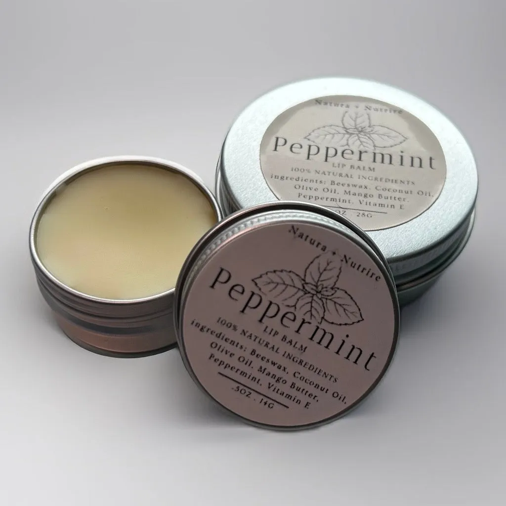 All Natural Peppermint Lip Balm - Extra moisturizing & healing