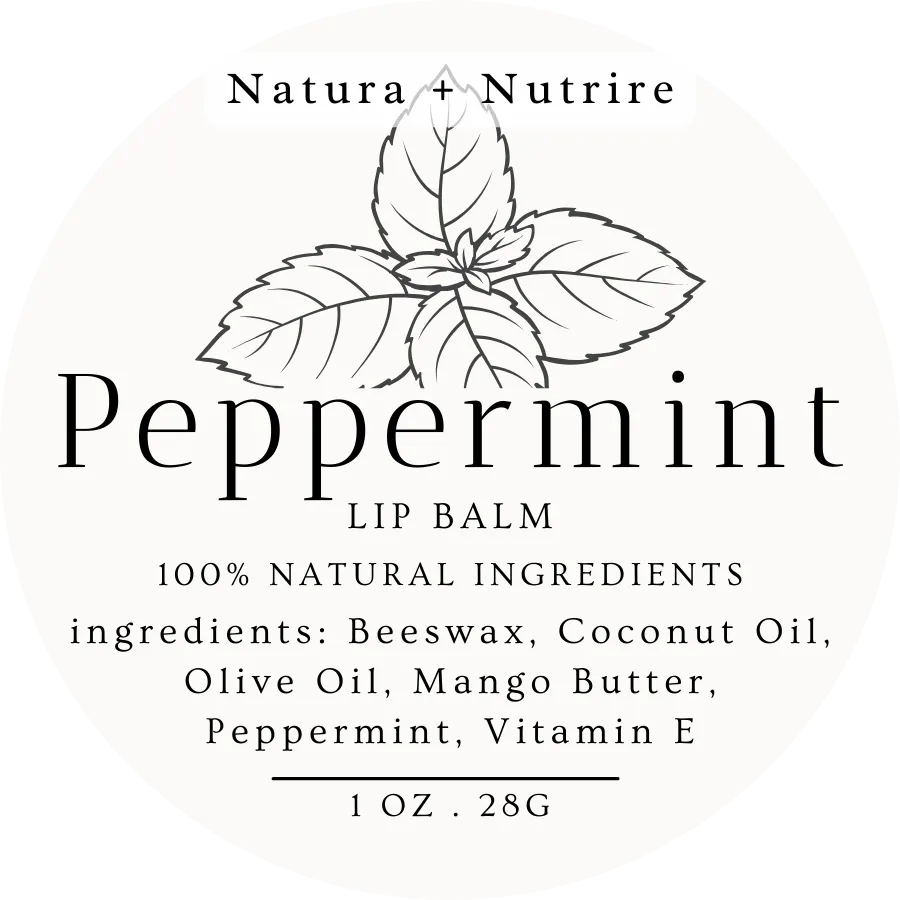 All Natural Peppermint Lip Balm - Extra moisturizing & healing