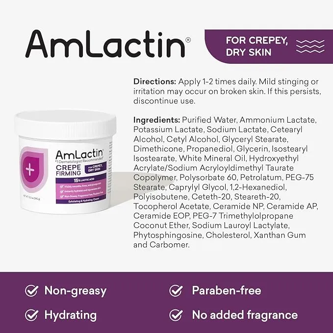 AmLactin - Crepe Firming Cream with 15% Lactic Acid AHA - 340g