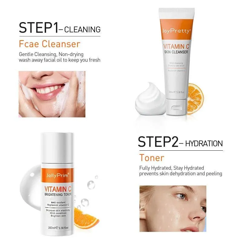 Anti-Wrinkle. Radiant Glow Vitamin C Brightening Skincare Set: Youthful Radiance Boost