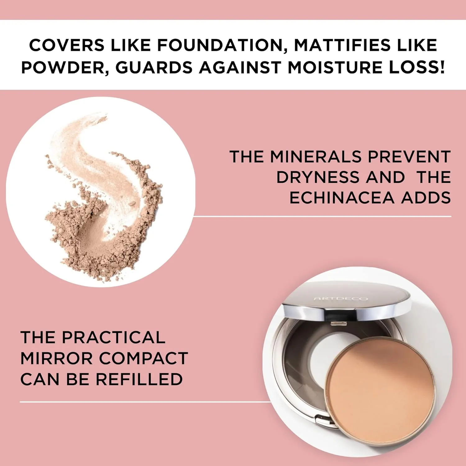 ARTDECO Hydra Mineral Compact Foundation Refill - light beige N60 - refillable system for Hydra Mineral Compact Foundation - good coverage without mask-like effect - makeup - powder - 0.35 Oz