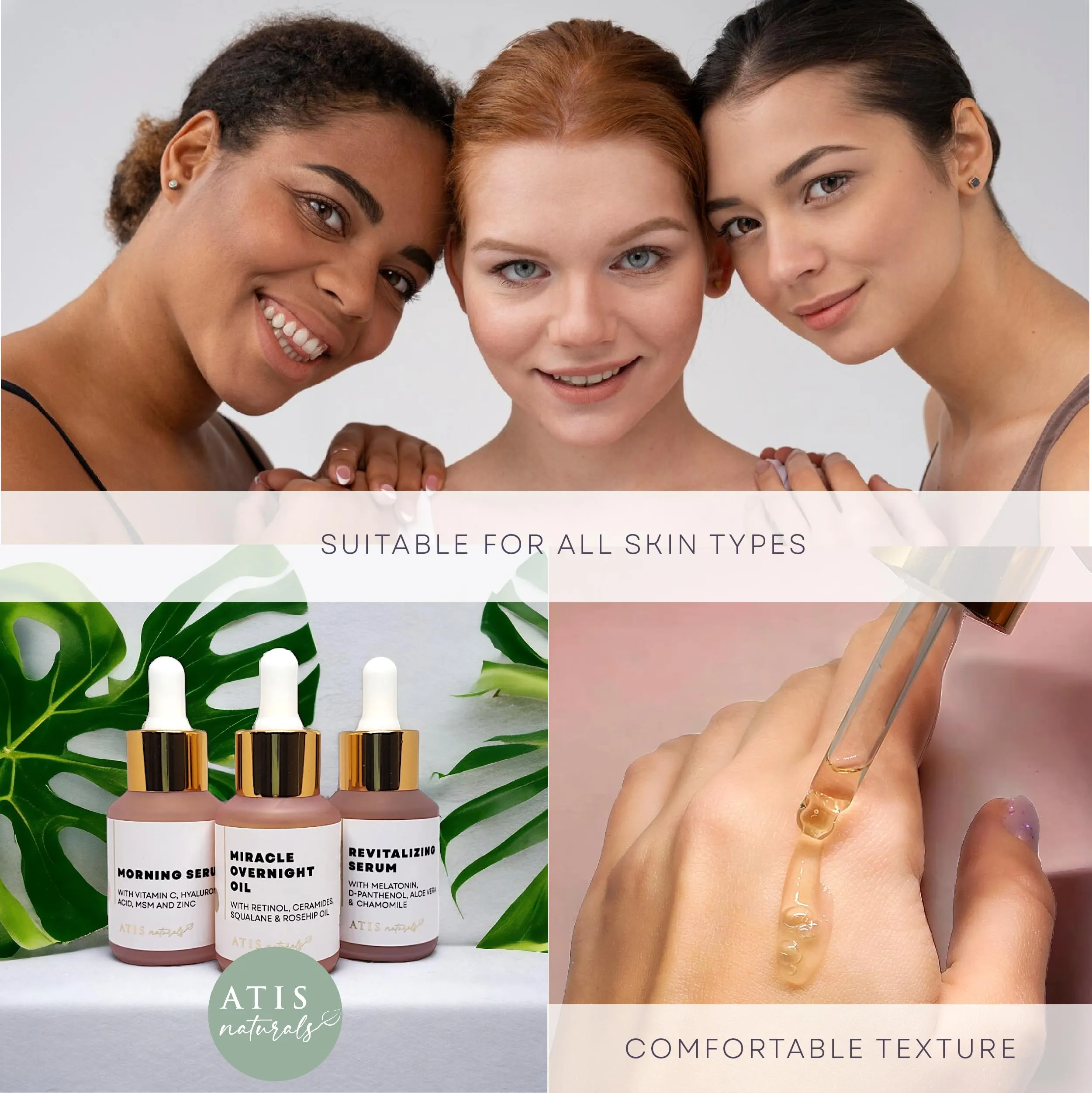 ATIS Facial Serum 3 Pack, Vitamin C Serum, Retinol Serum and Hyaluronic Acid Serum For Anti Aging & Wrinkle - Boost Skin Collagen, Hydrate & Plump Skin