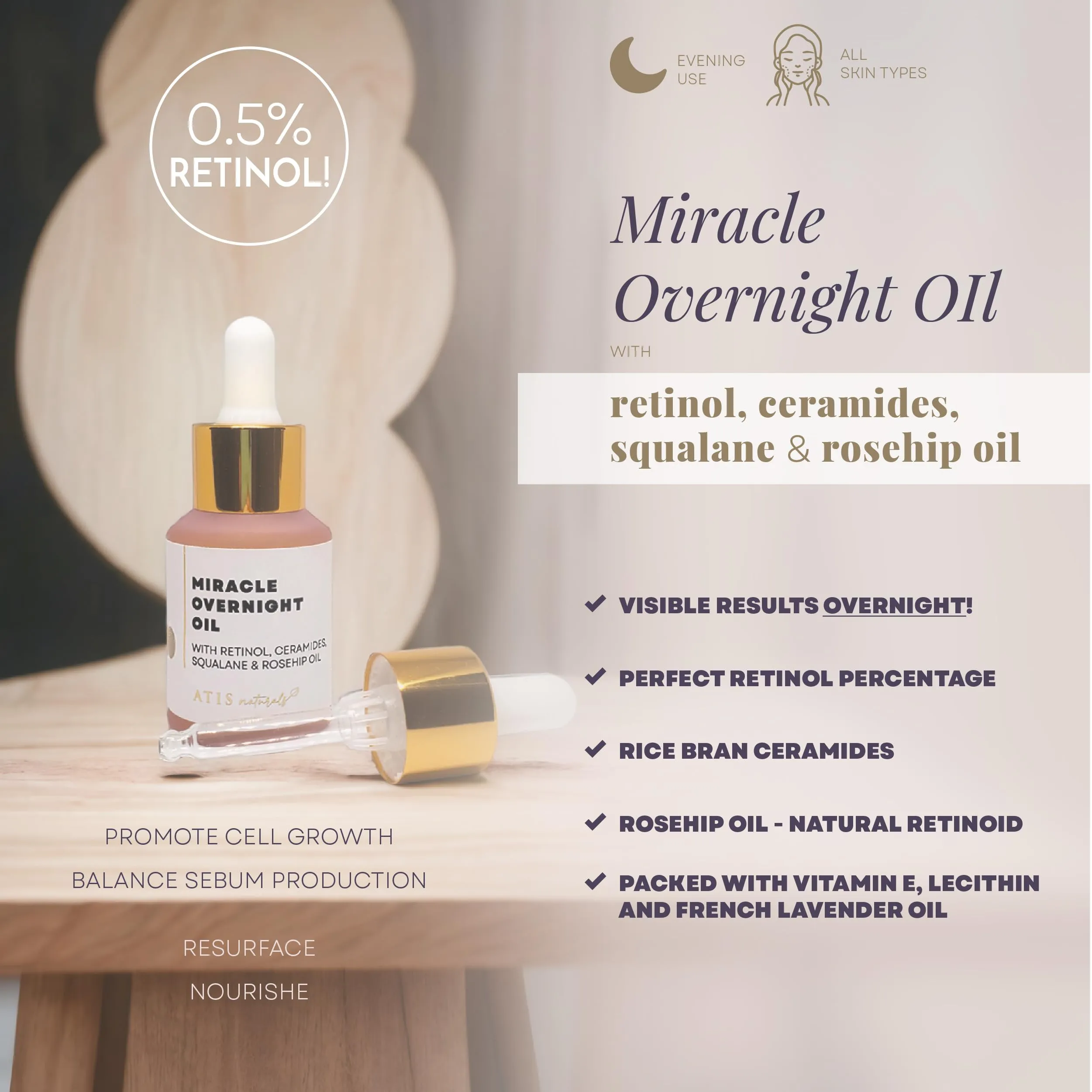 ATIS Facial Serum 3 Pack, Vitamin C Serum, Retinol Serum and Hyaluronic Acid Serum For Anti Aging & Wrinkle - Boost Skin Collagen, Hydrate & Plump Skin