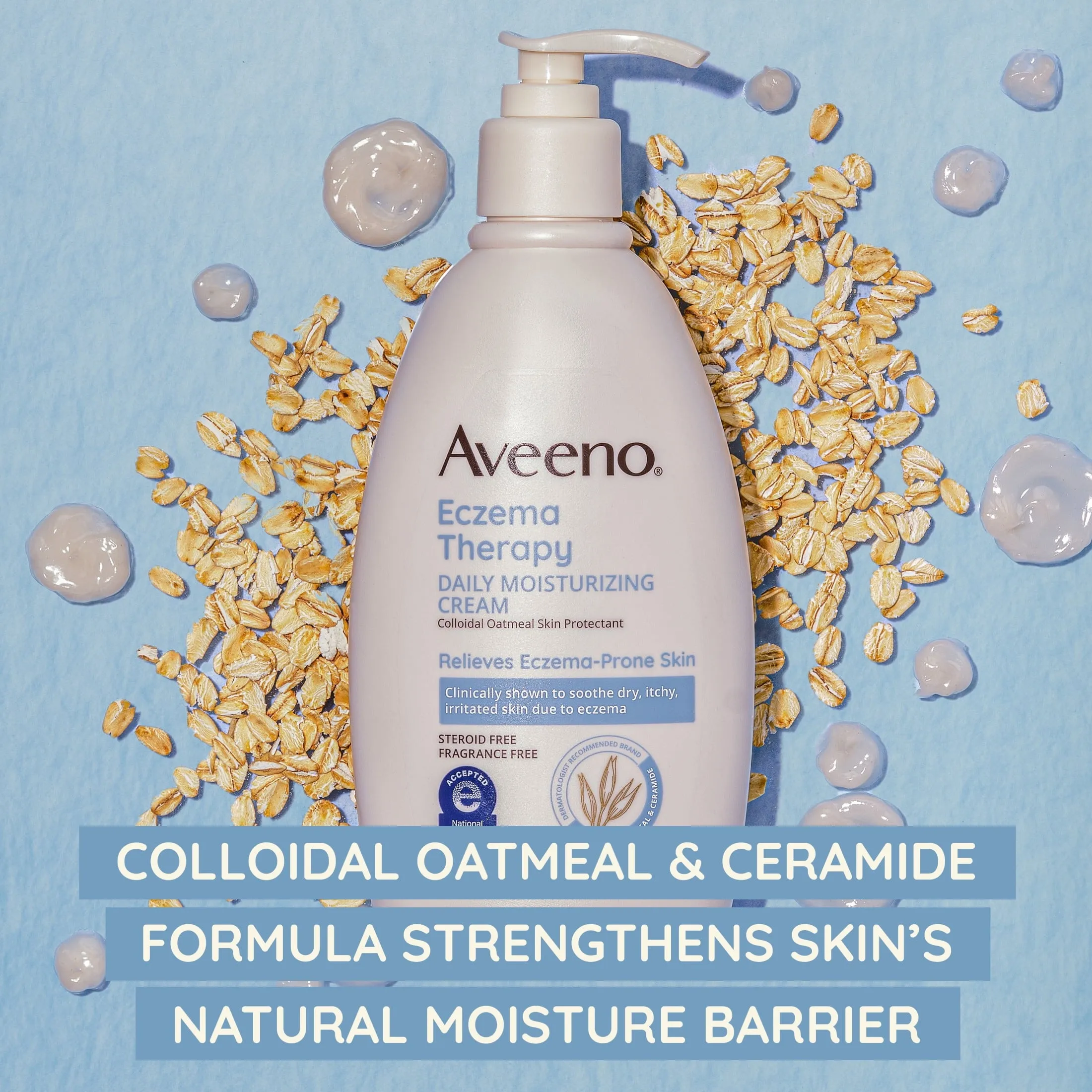 Aveeno Eczema Therapy Daily Moisturizing Body Lotion, Fragrance Free Cream, 7.3 oz