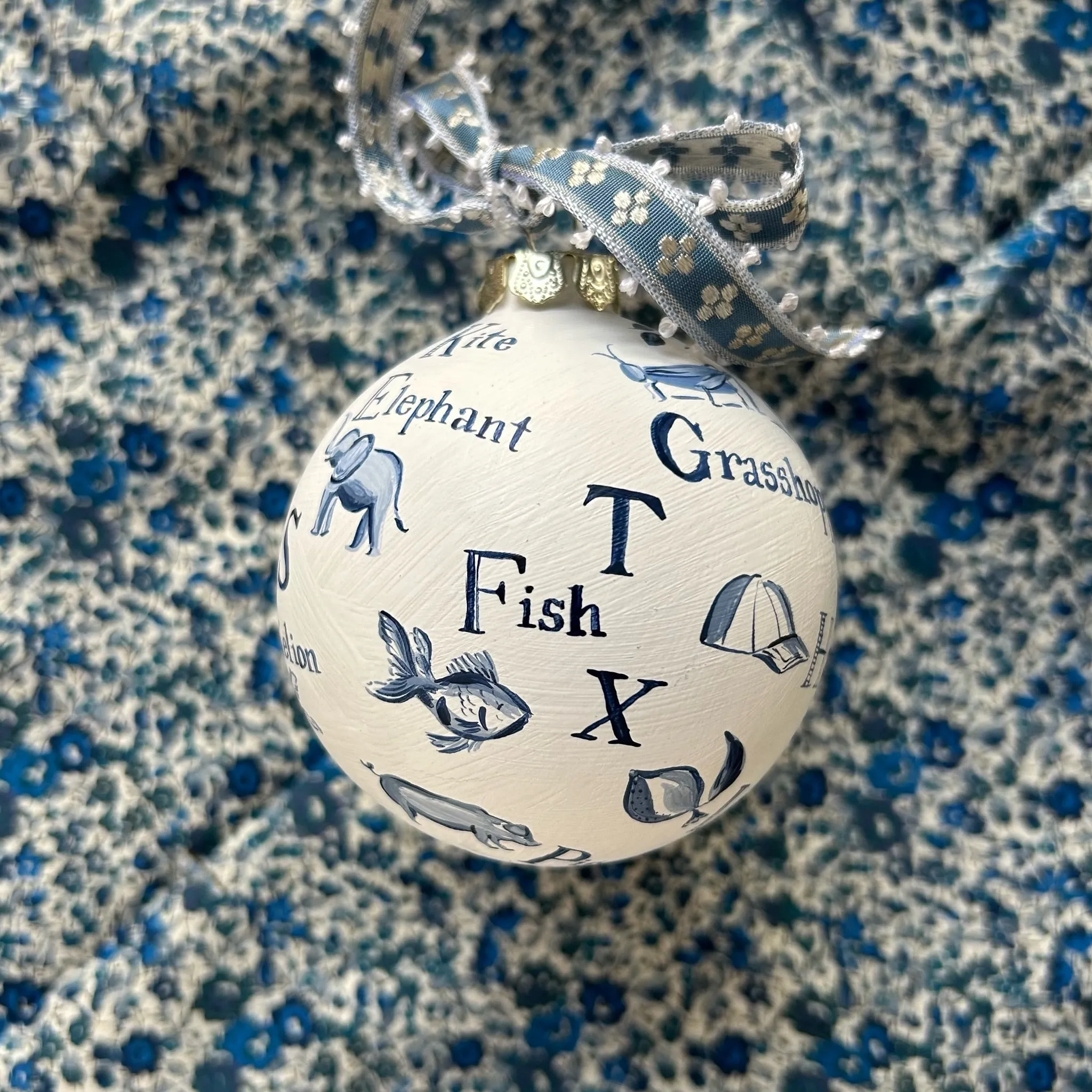 Blue and White Alphabet Ornament