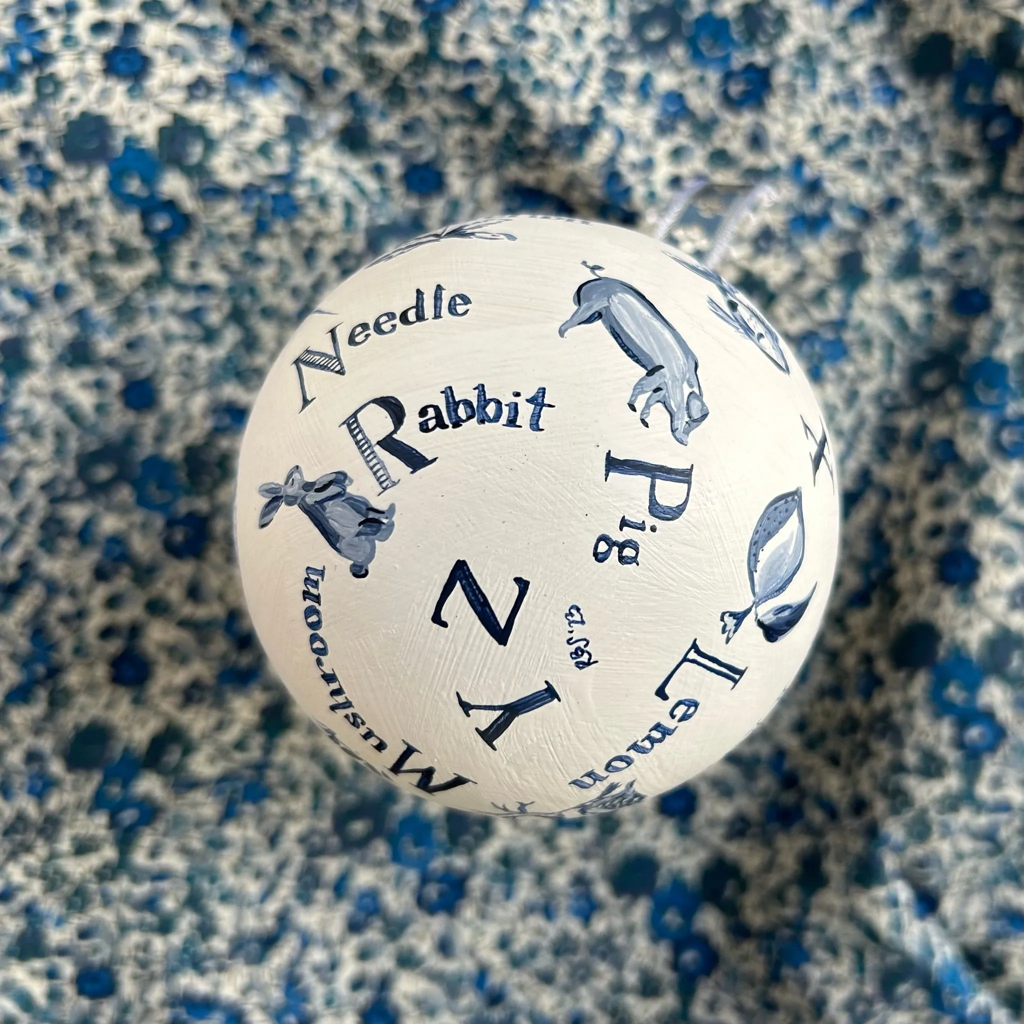 Blue and White Alphabet Ornament