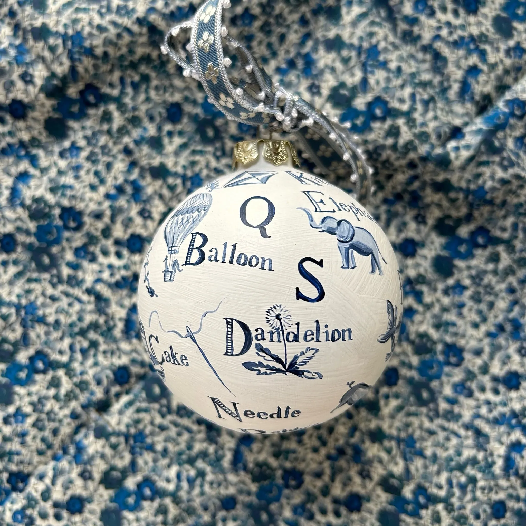Blue and White Alphabet Ornament