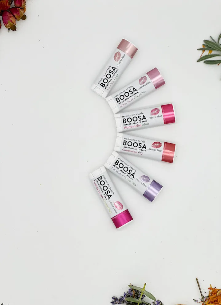 BOOSA Luxury Argan Lip Balm...Set of 6 Flavors!