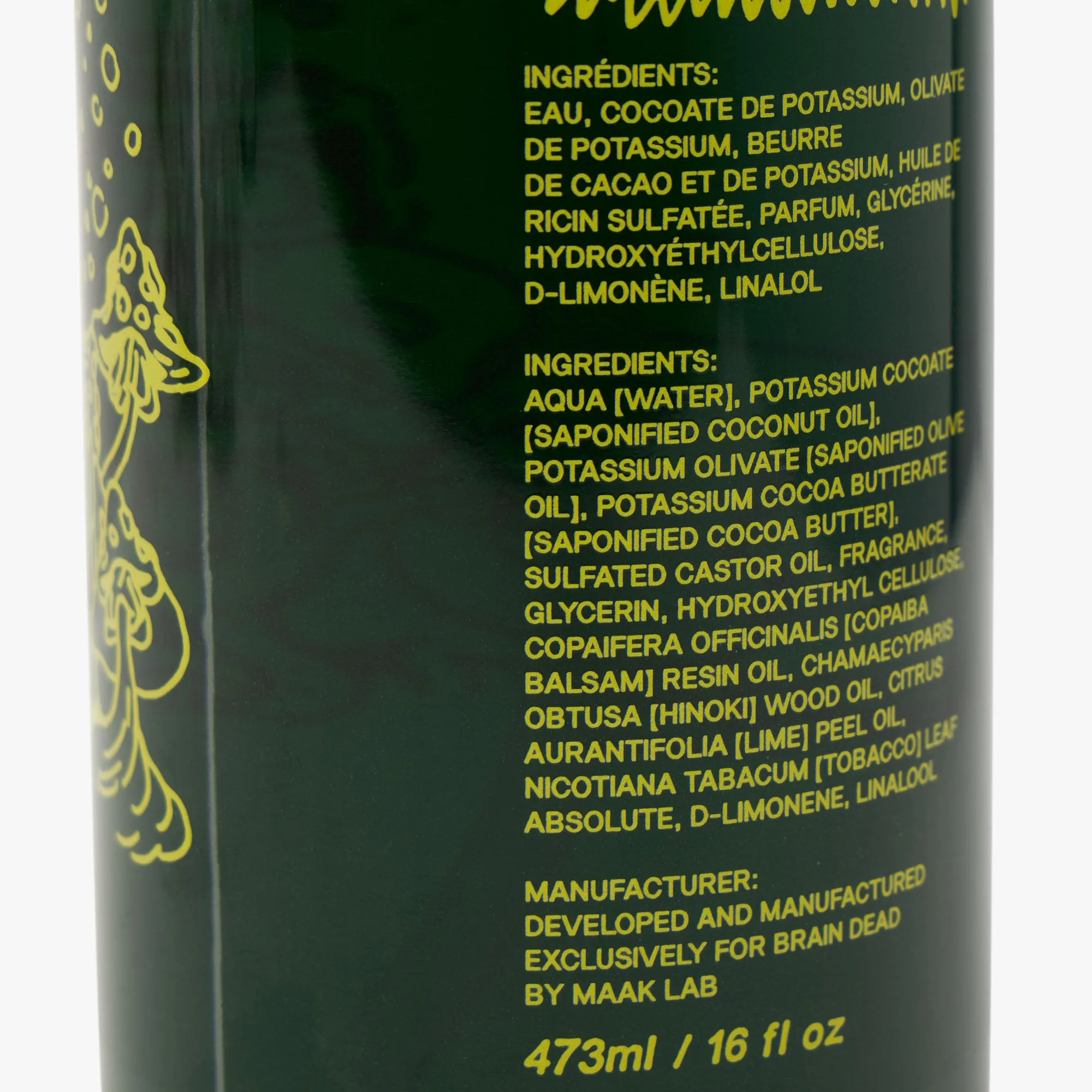 Brain Dead Shroom Cola Liquid Castile Soap 16 oz / Green