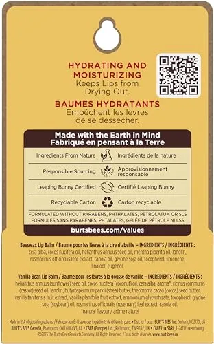 Burt’s Bees® Beeswax & Vanilla Bean Lip Balm 2 pack, 8.5 g