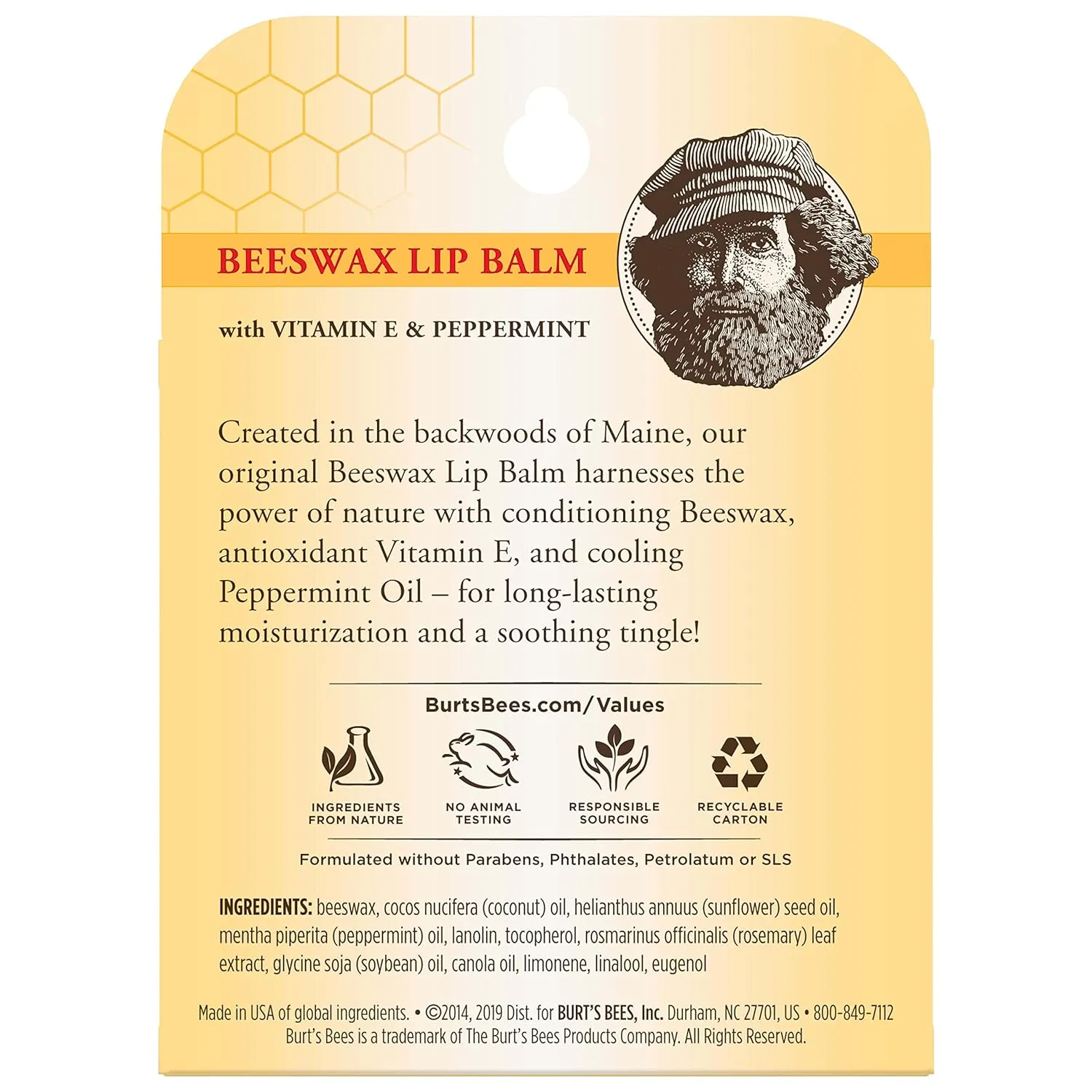 Burt's Bees Lip Balm Stocking Stuffers, Moisturizing Lip Care Christmas Gifts, Original Beeswax with Vitamin E & Peppermint Oil, 100% Natural, 4 Count (Pack of 1)