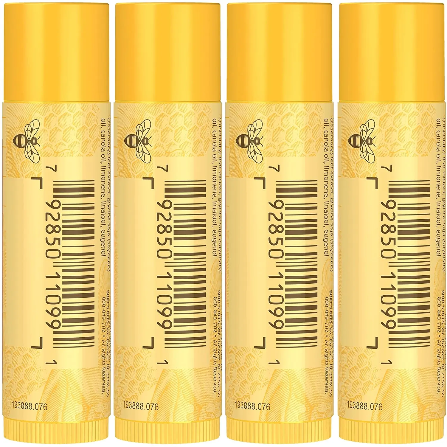 Burt's Bees Lip Balm Stocking Stuffers, Moisturizing Lip Care Christmas Gifts, Original Beeswax with Vitamin E & Peppermint Oil, 100% Natural, 4 Count (Pack of 1)