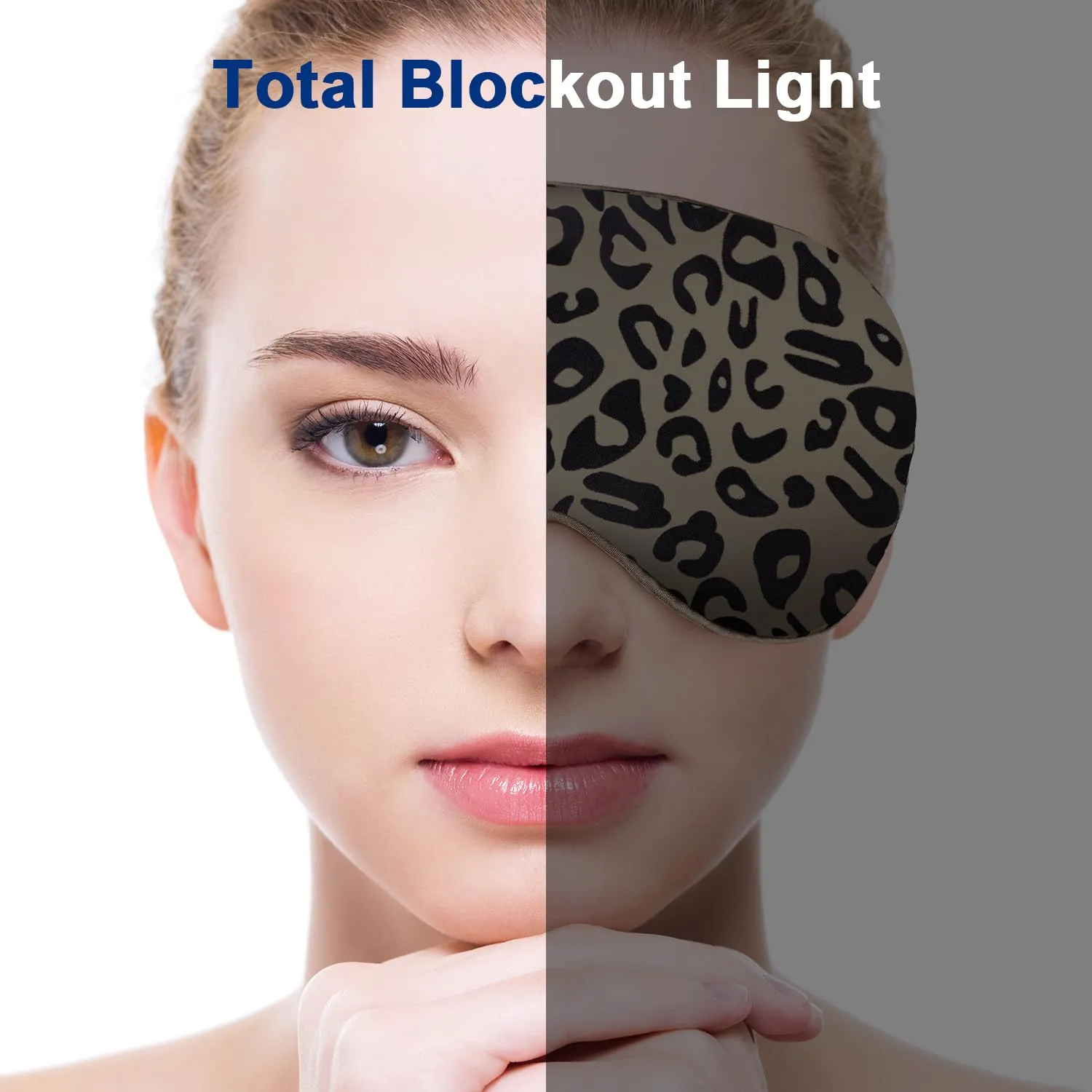 Cavoilu Sleep mask w/Cooling Gel Eye Mask, 2Packs Heated Eye Mask for Sleeping, Reusable Ice Silk Blackout Eye Cover Sleeping Mask for Travel, Home, Office, Yoga, Stocking Stuffers (Zebra Leopard)