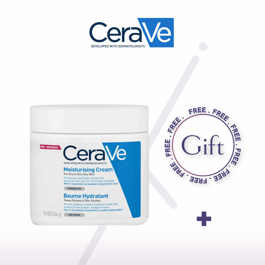 CERAVE Moisturizing Cream For Dry Skin 454g   GIFT