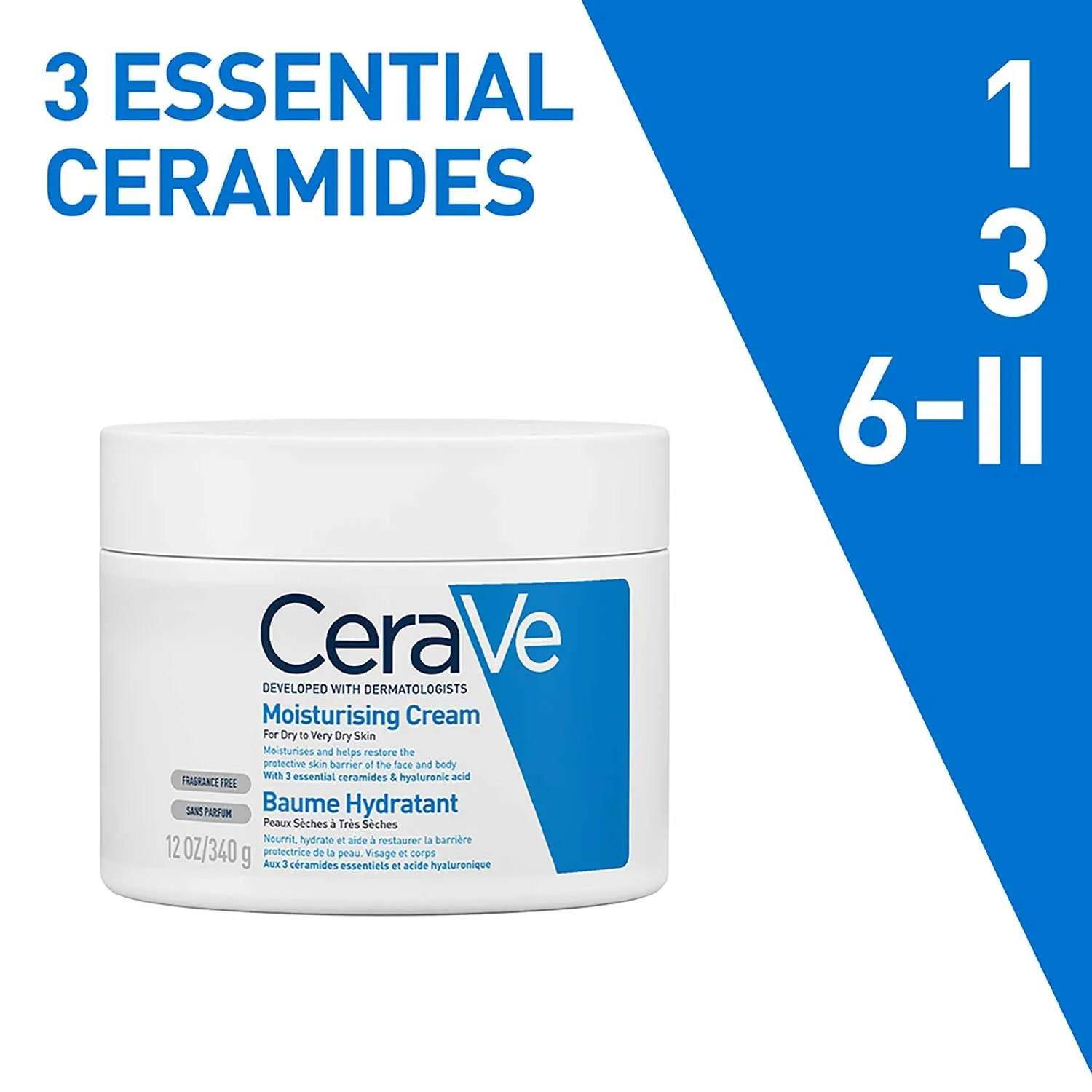 CeraVe Moisturizing Cream For Dry To Very Dry Skin (340gm) - Formulated with 3 Essential Ceramides And Hyaluronic Acid | Non-Comedogenic Moisturizer