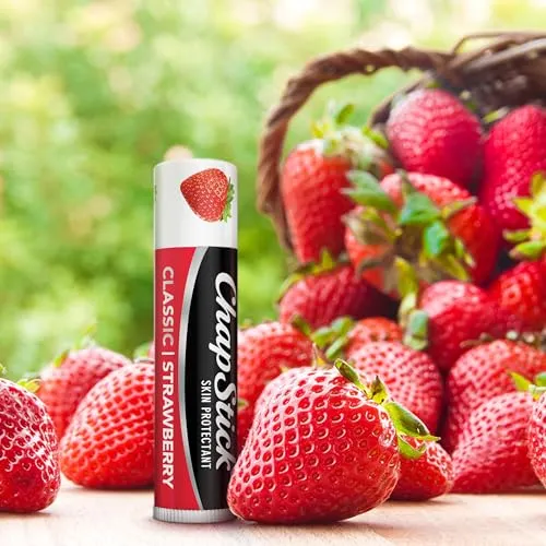 ChapStick Classic Strawberry Lip Balm Tubes, Lip Care and Lip Moisturizer - 0.15 Oz (Pack of 12)