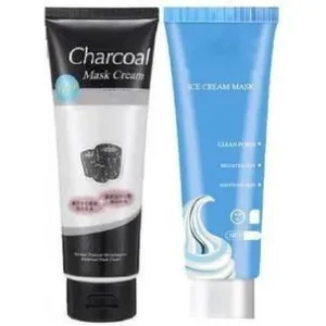 Charcoal Face Mask Cream And Clean Pores Ice Cream Face Mask Combo
