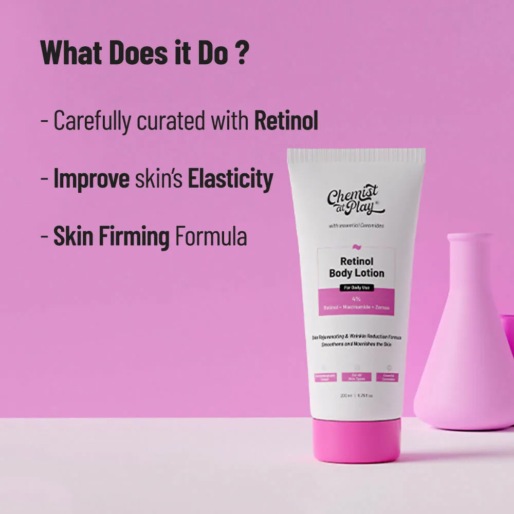 Chemist At Play Retinol Anti-Aging Body Lotion   Exfoliating Body Scrub Combo