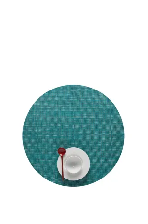 Chilewich Minibasket Weave Round Tablemat In Turqouise
