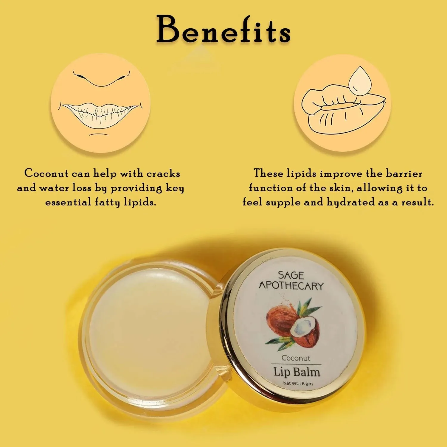 Coconut Lip Balm to Protect & Heal Lips Lighten and Brighten Dark Lips