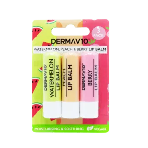 Derma V10 Watermelon  Peach & Berry Lip Balm - 3 Pack