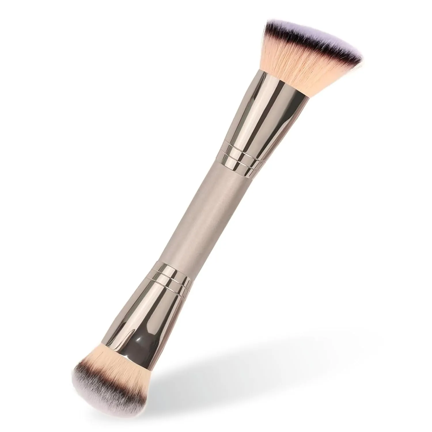 Double Ended Foundation Makeup Countour Brush, Dual Sided Contour Brushes for Cream Beauty Blending Liquid Powder