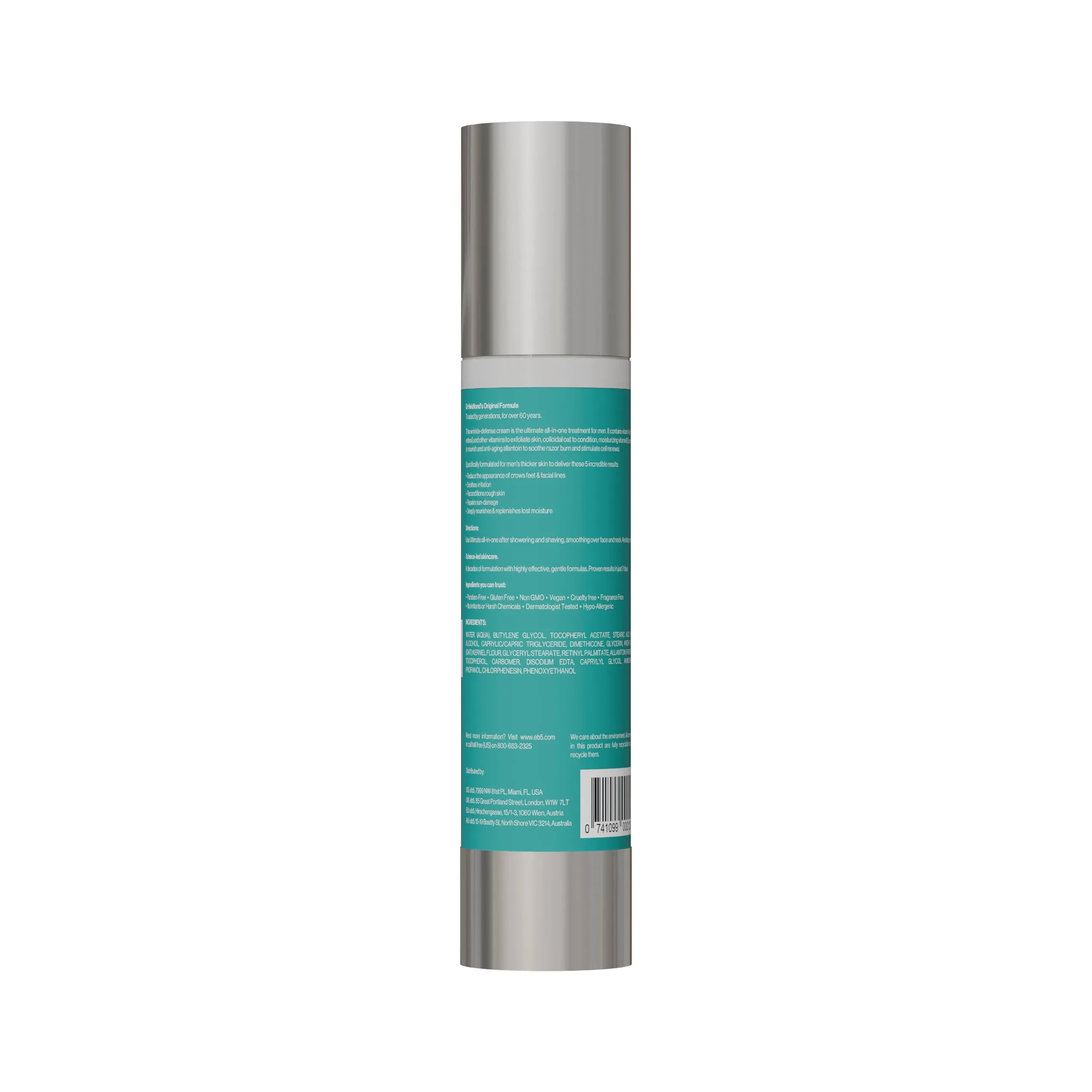 eb5 Men’s All-in-one Anti-Aging Face Cream | Formulated with Retinol, Vitamins E, B5, and A to Moisturize, Reduce Lines and Soothe Razor Burn - 1.7 Fl Oz