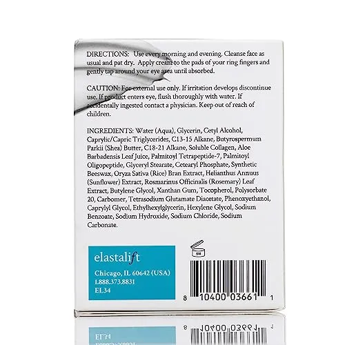 Elastalift Dark Circle Under Eye Treatment Cream | Brightening & Firming Collagen Cream W/Peptides   Vitamin E Moisturizer Eye Cream For Dark Circles & Puffy Eyes | Skin Care Face Cream, 1 Fl Oz