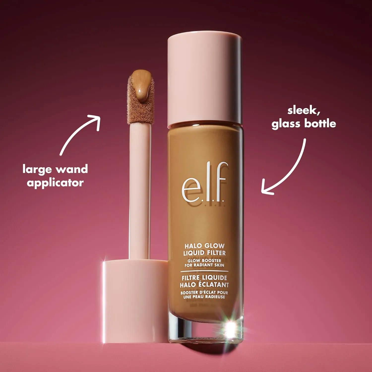 e.l.f. Halo Glow Liquid Filter, Complexion Booster For A Glowing, Soft-Focus Look, Infused With Hyaluronic Acid, Vegan & Cruelty-Free, 6 Tan/Deep