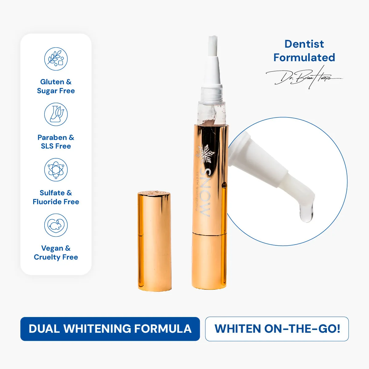 Extra-Strength Teeth Whitening Gold Wand Serum   Dual-Peroxide Formula & Xylitol