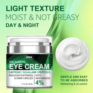 Eye Cream for Dark Circles and Puffiness, Bags Under Eyes Treatment, Anti-Aging Collagen Eye Cream for Wrinkles, Day & Night Caffeine Eye Cream with Niacinamide Dimethicone