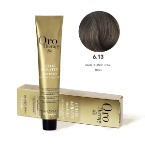 Fanola Oro Puro Hair Coloring Cream 6.13 Dark Blonde Beige 100ml