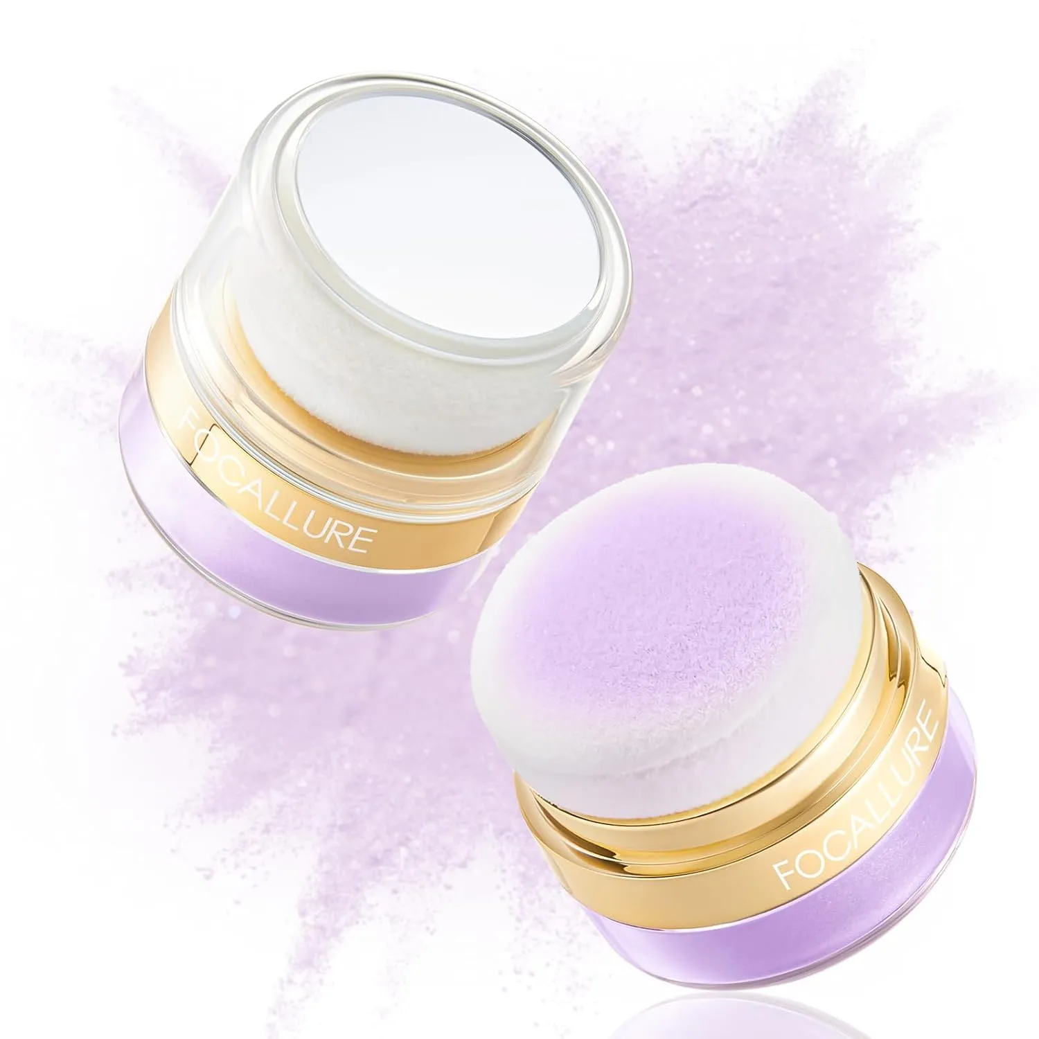 FOCALLURE Shimmer Highlighter Powder, Face & Body Highlighter Illuminator, Brightening Makeup with Powder Puff, Give your a Sparkle Glow Finish,PP06 One Love