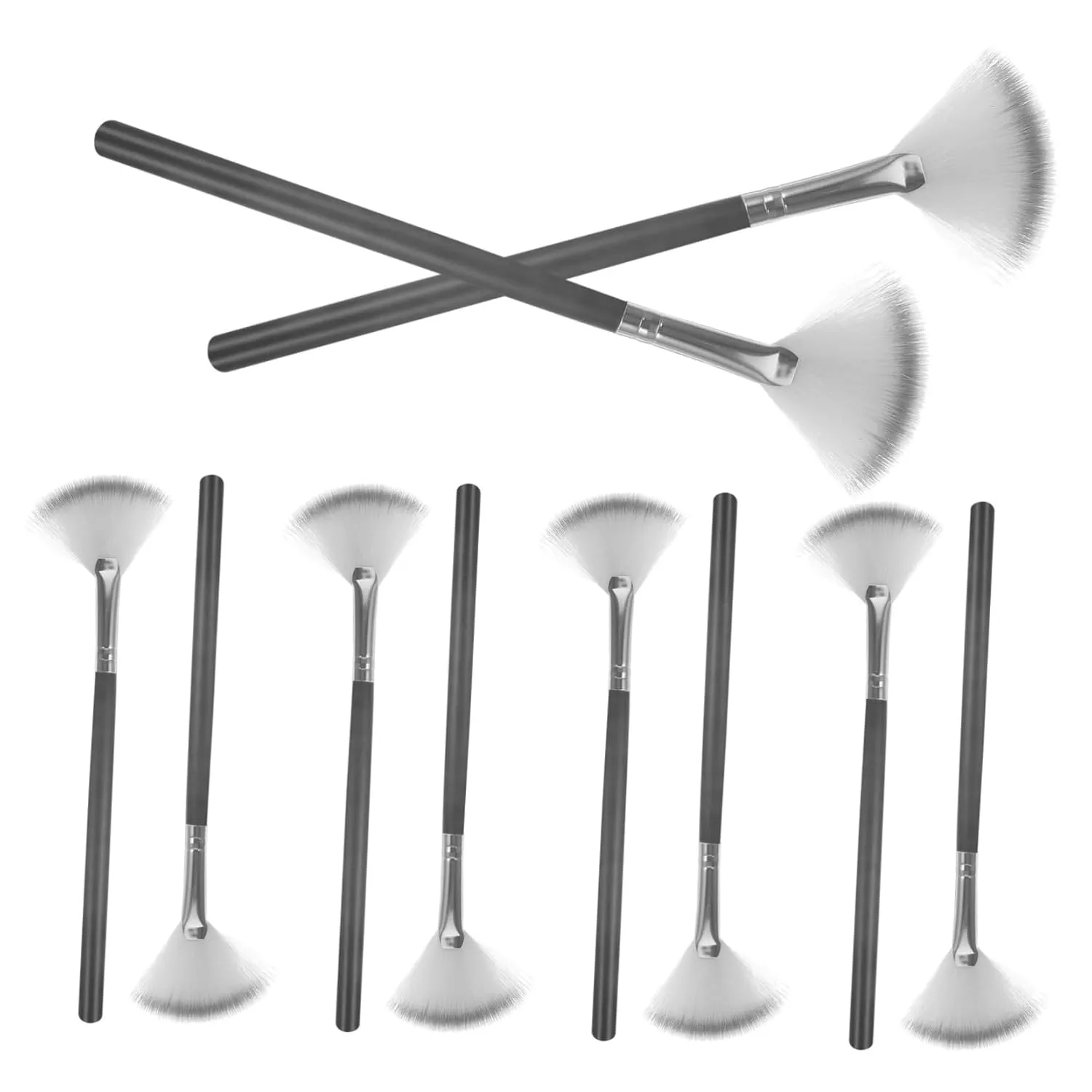 GALPADA 10Pcs Facial Fan Makeup Brush Versatile Highlighter Acid Applicator Soft Powder Brush for Precise Control for Loose Powder Application