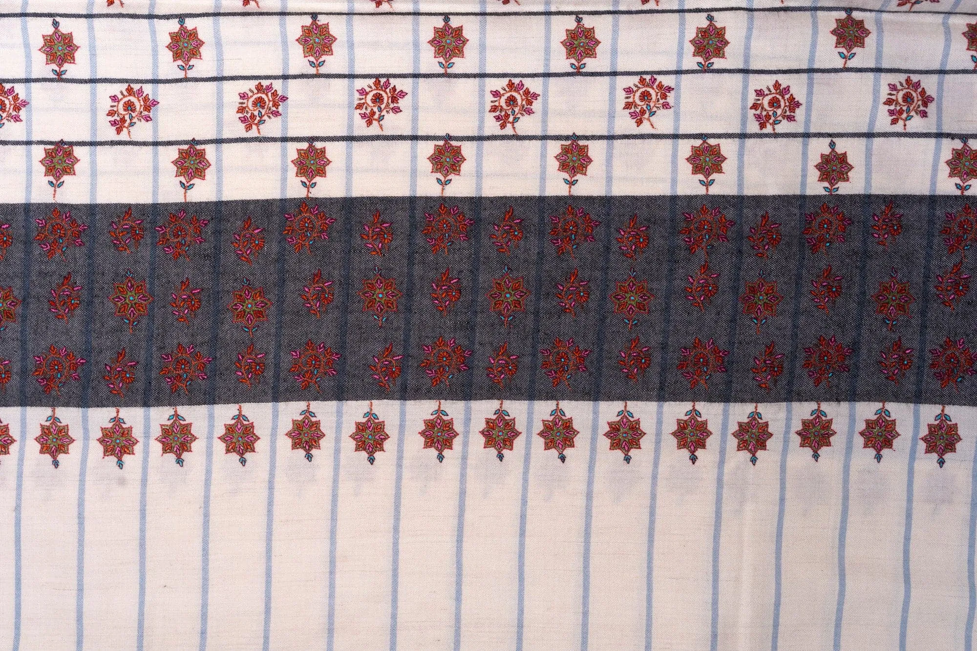 Geometric Elegance Hand Embroidered Pashmina Shawl