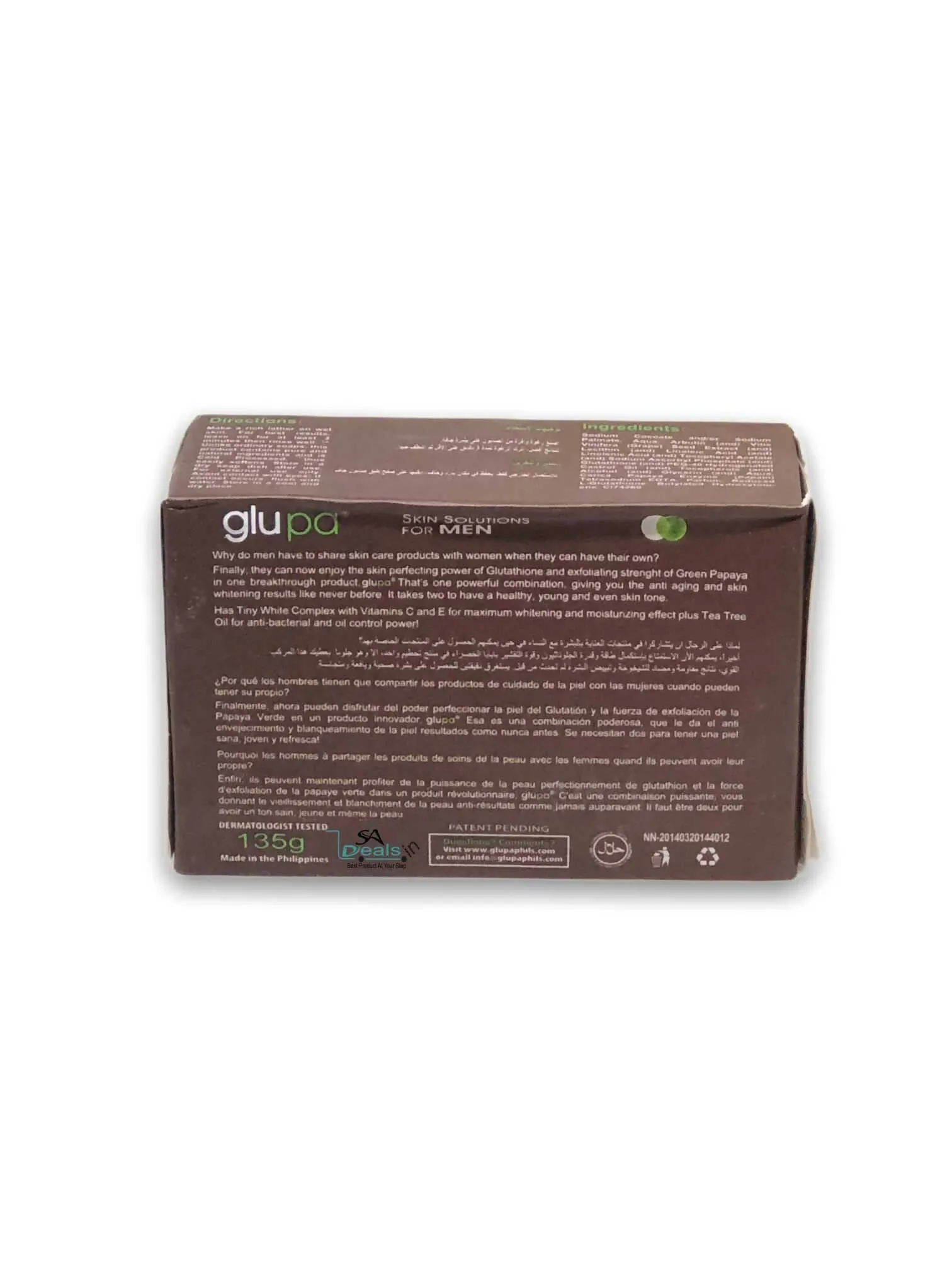 Glupa Glutathione plus Papaya Skin Solution For Men Soap 135g