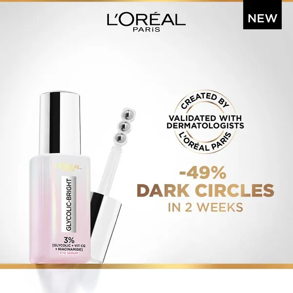 Glycolic [3% Glycolic Acid    Vitamin CG   Niacinamide] Eye Serum For Dark Circles, Brighten Eyes 20