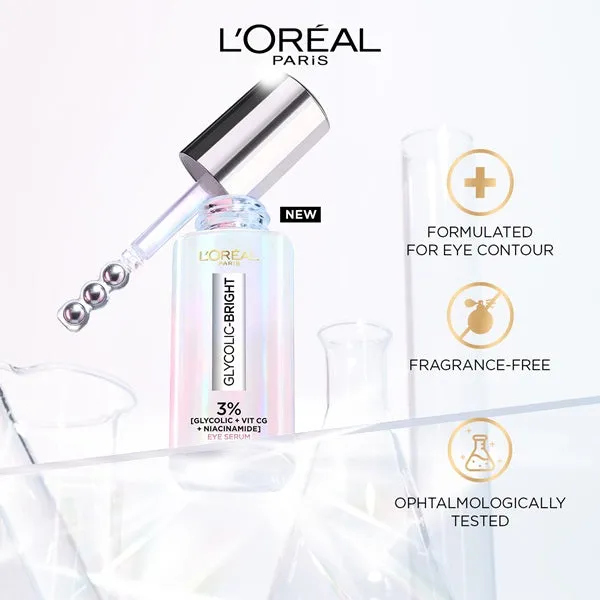 Glycolic [3% Glycolic Acid    Vitamin CG   Niacinamide] Eye Serum For Dark Circles, Brighten Eyes 20