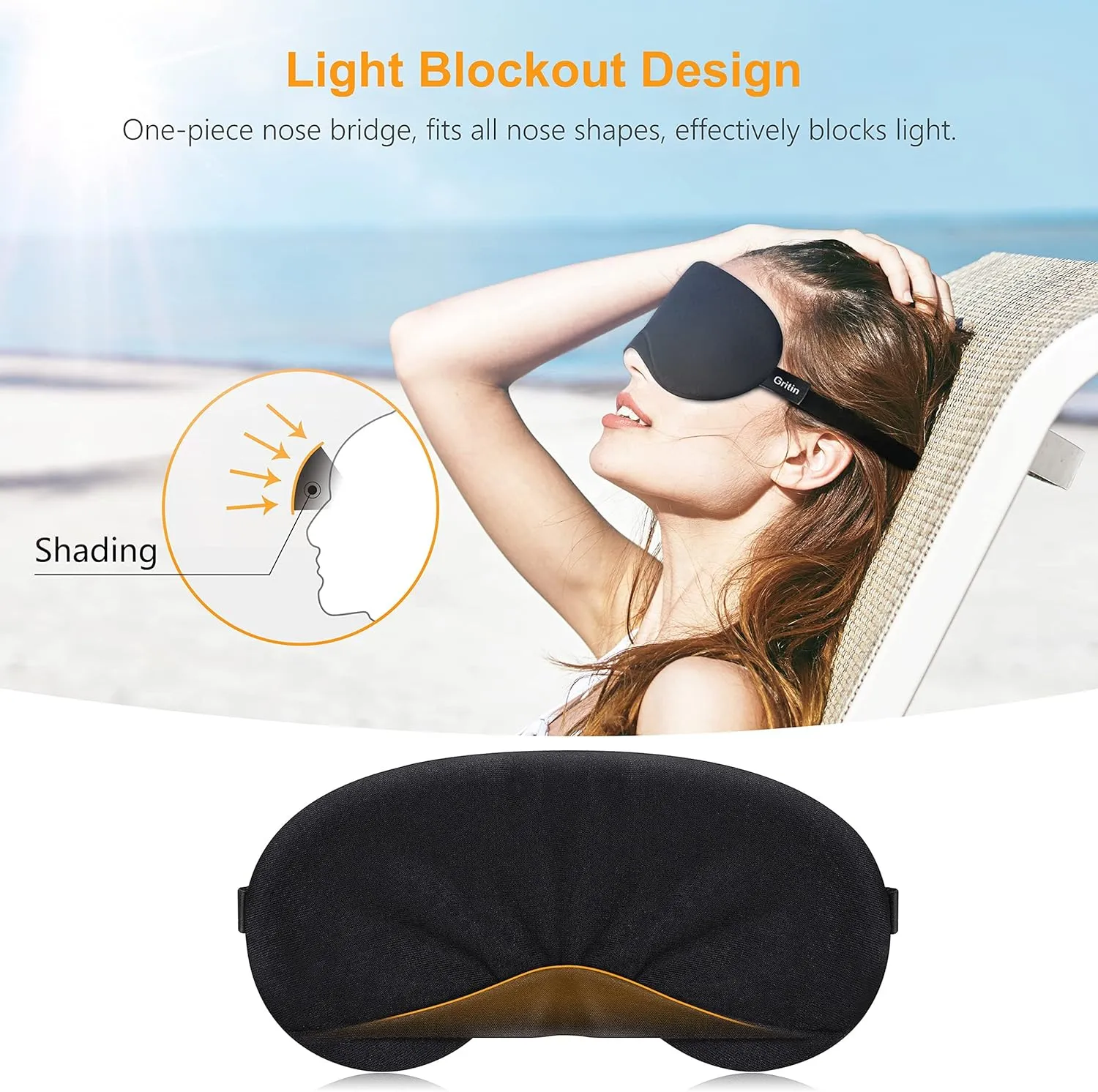 Gritin Light-Blackout Cotton Sleep Mask